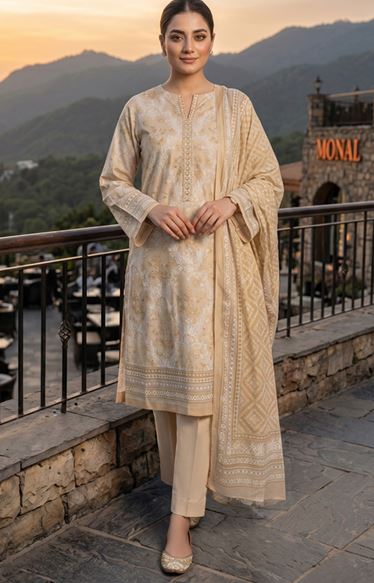 Zesh Gold Paste Lawn 3 Piece