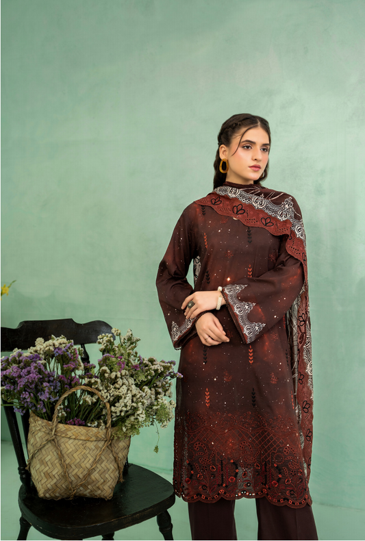 Elaya Embroidered Lawn 3 Piece