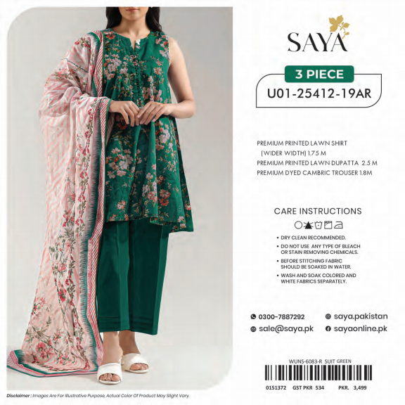 Saya Lawn 3 Piece (U01-25412-19AR)