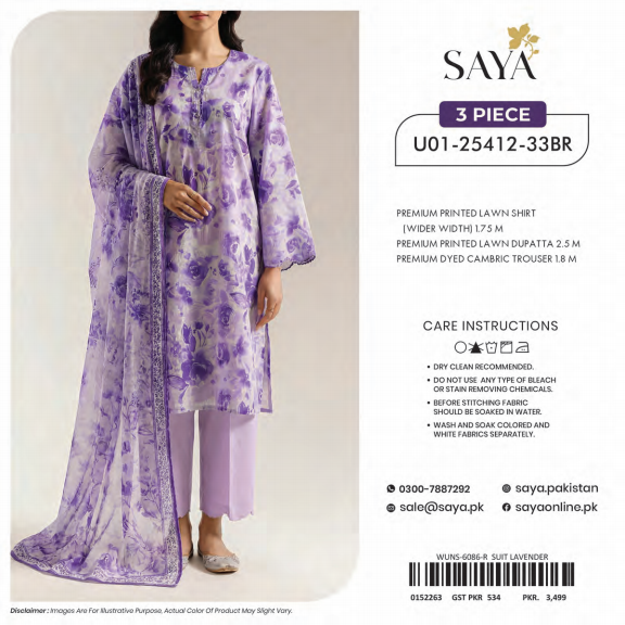 Saya Lawn 3 Piece (U01-25412-33BR)