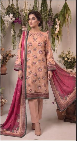 Khaadi Lawn 3 Piece (HF2404A-DEEP-PEACH-3PC)