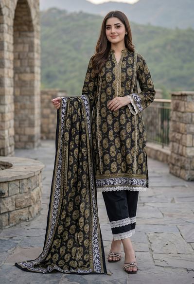 Zesh Gold Paste Lawn 3 Piece