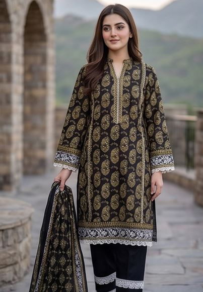 Zesh Gold Paste Lawn 3 Piece