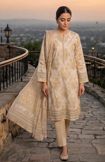 Zesh Gold Paste Lawn 3 Piece