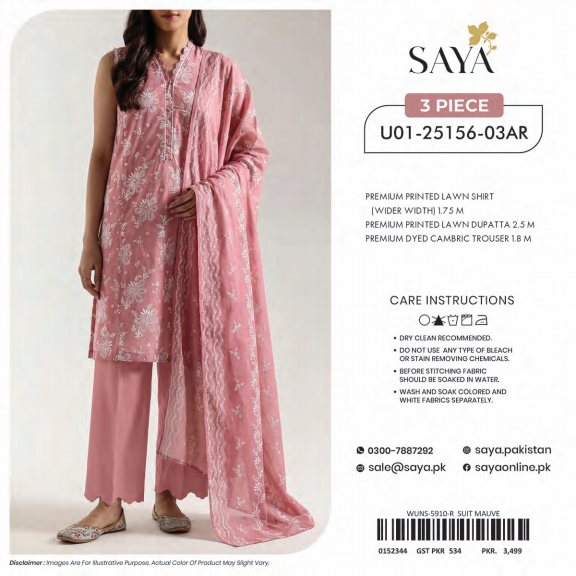 Saya Lawn 3 Piece (U01-25156-03AR)