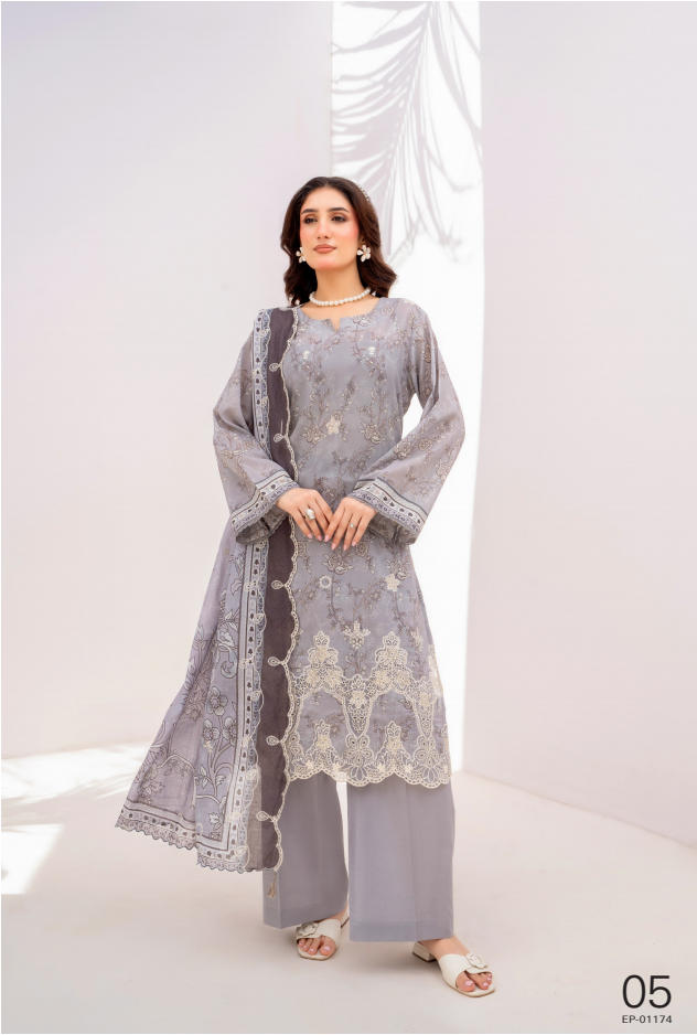 Elaya Embroidered Lawn 3 Piece