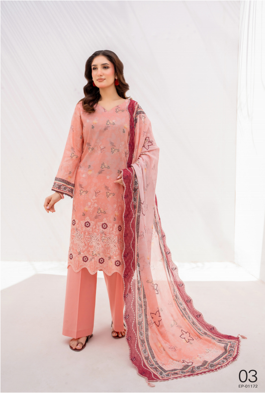 Elaya Embroidered Lawn 3 Piece