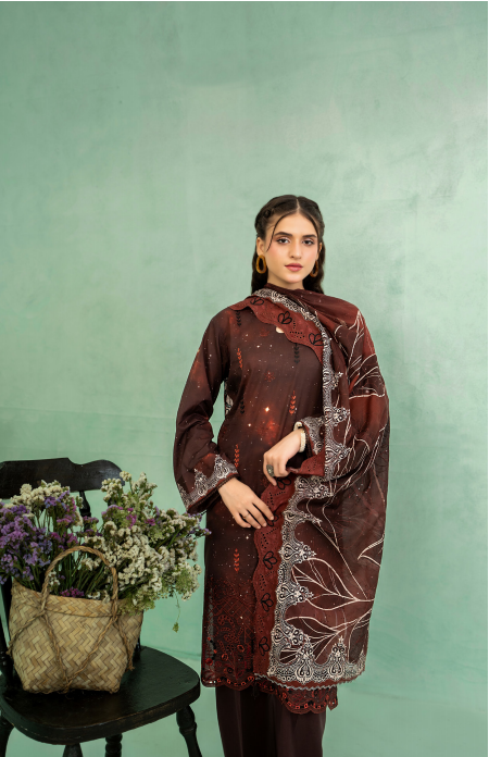 Elaya Embroidered Lawn 3 Piece