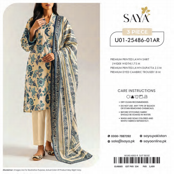Saya Lawn 3 Piece (U01-25486-01AR)