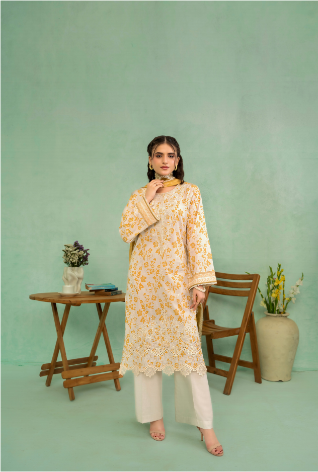 Elaya Embroidered Lawn 3 Piece