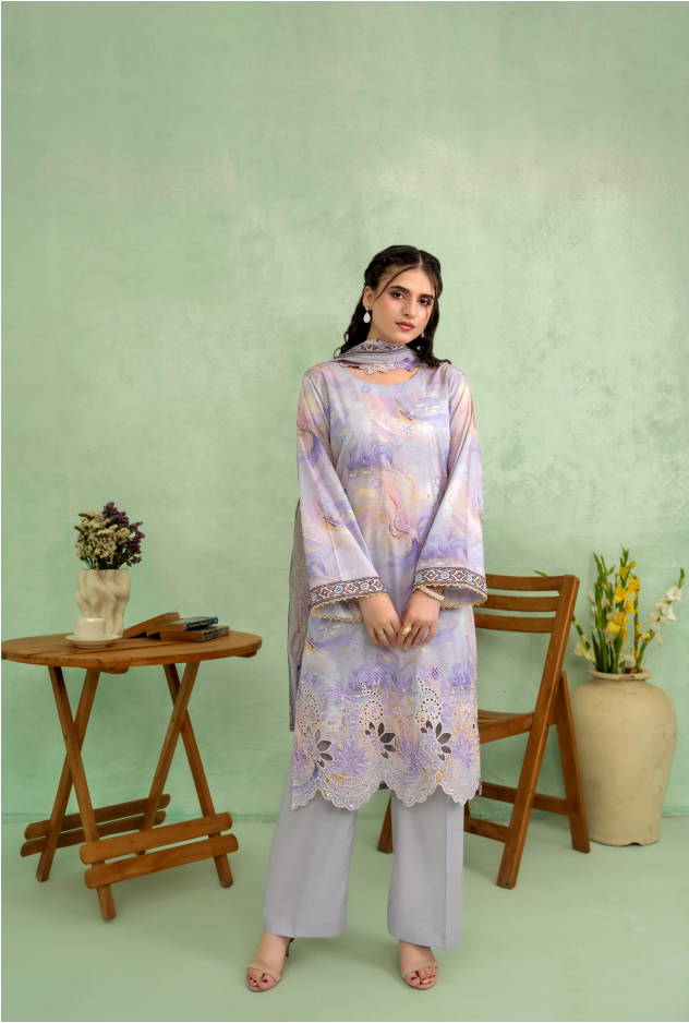 Elaya Embroidered Lawn 3 Piece