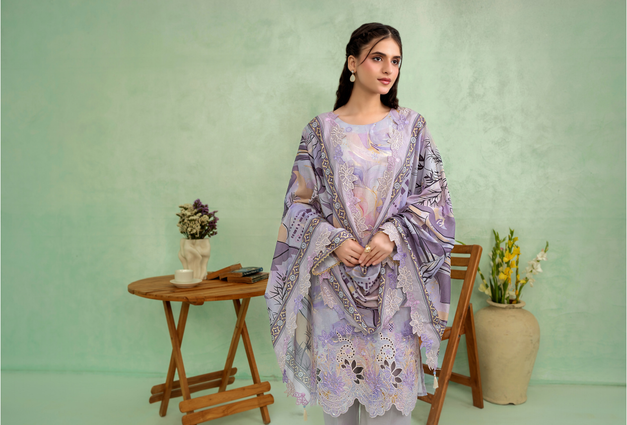 Elaya Embroidered Lawn 3 Piece