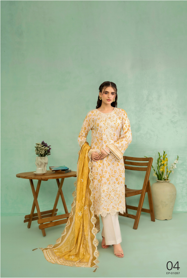 Elaya Embroidered Lawn 3 Piece