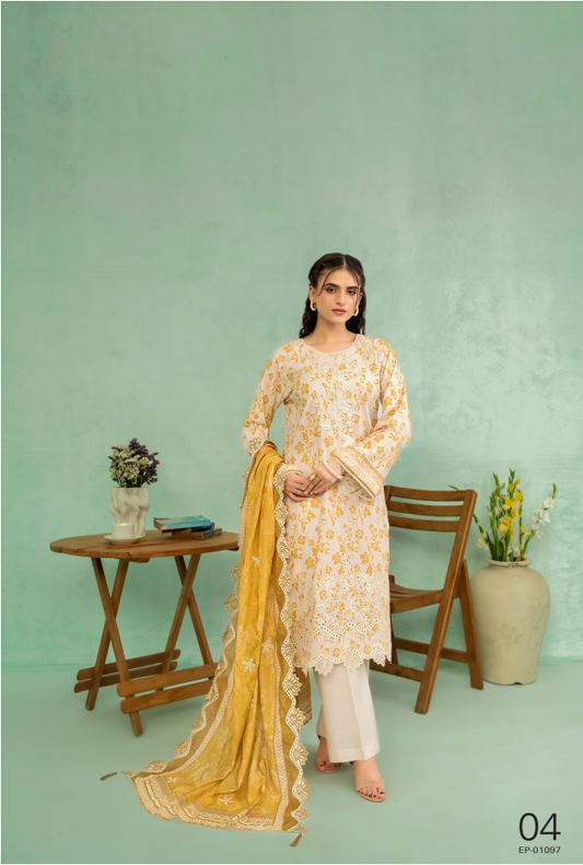 Elaya Embroidered Lawn 3 Piece