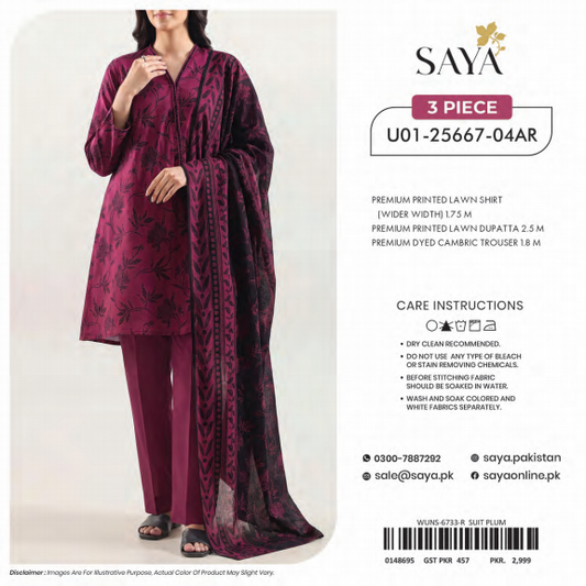 Saya Lawn 3 Piece (U01-25667-04AR)