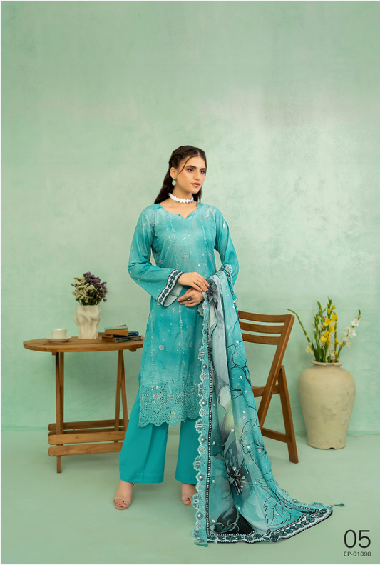 Elaya Embroidered Lawn 3 Piece
