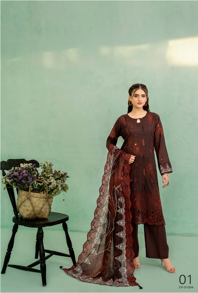 Elaya Embroidered Lawn 3 Piece
