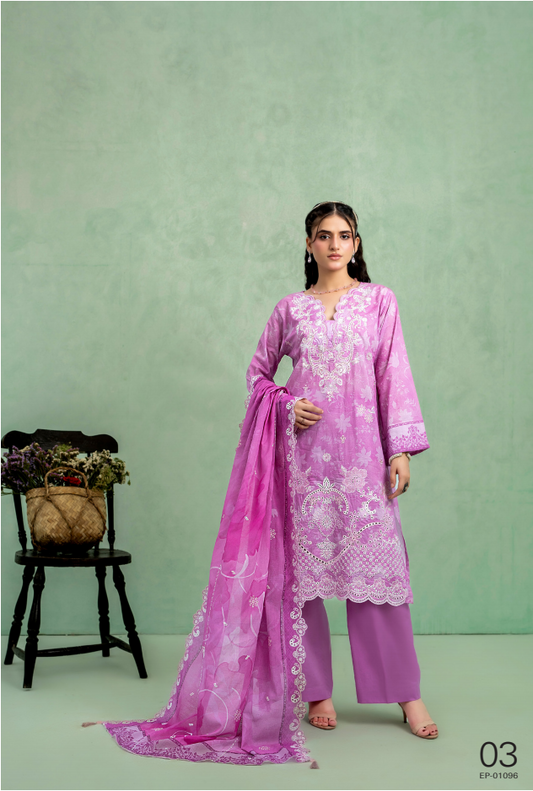 Elaya Embroidered Lawn 3 Piece