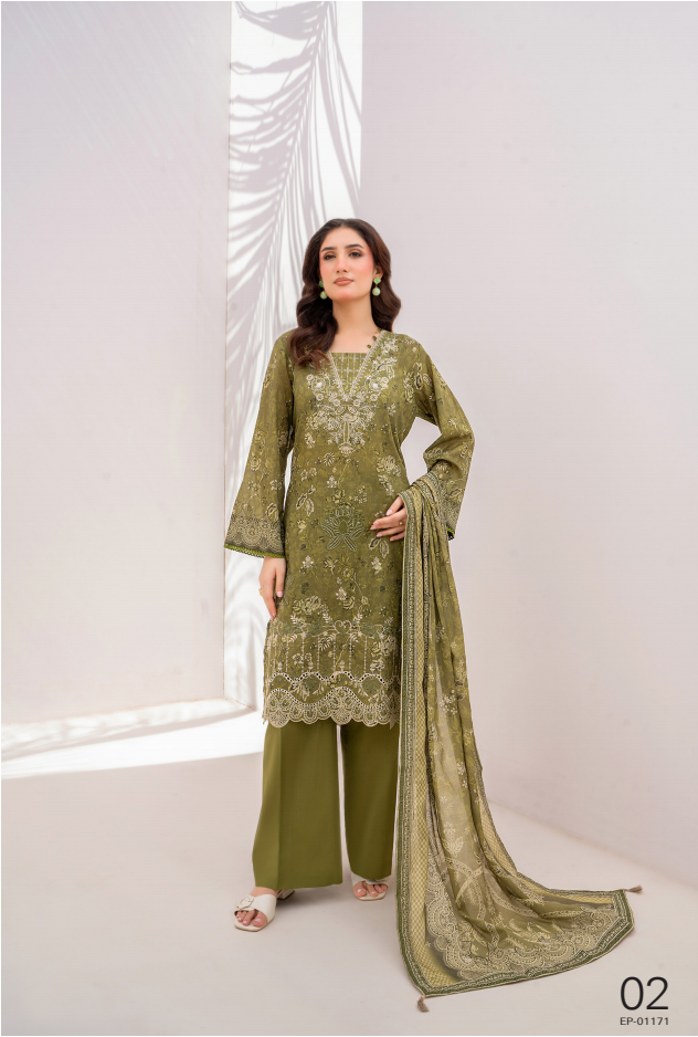 Elaya Embroidered Lawn 3 Piece