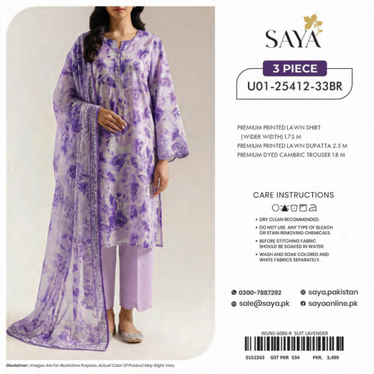 Saya Lawn 3 Piece (U01-25412-33BR)
