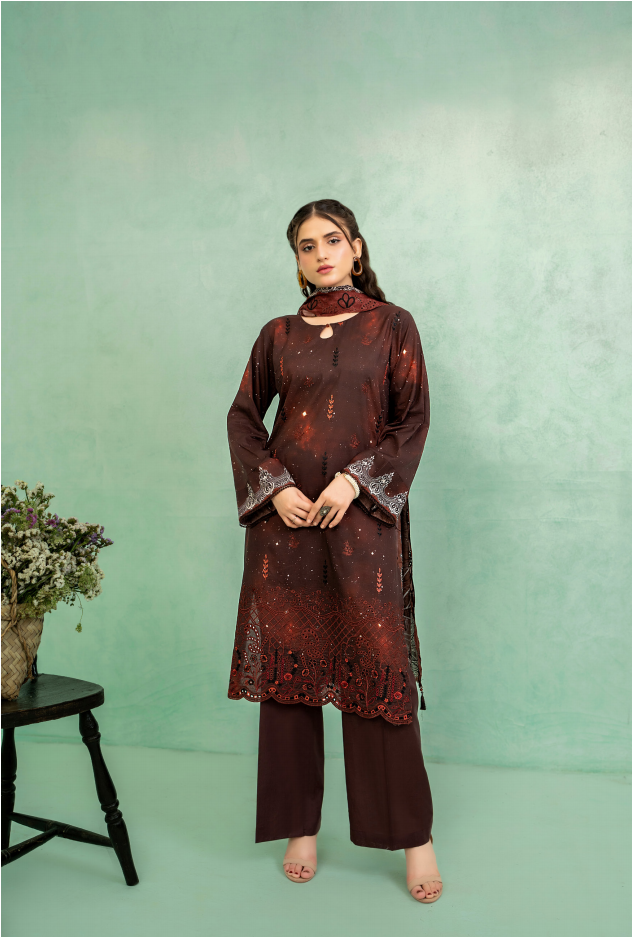 Elaya Embroidered Lawn 3 Piece