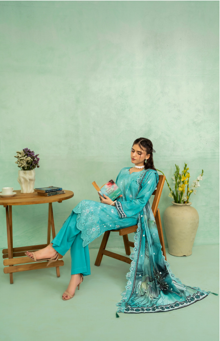 Elaya Embroidered Lawn 3 Piece
